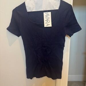 Staccato Navy Knit Top